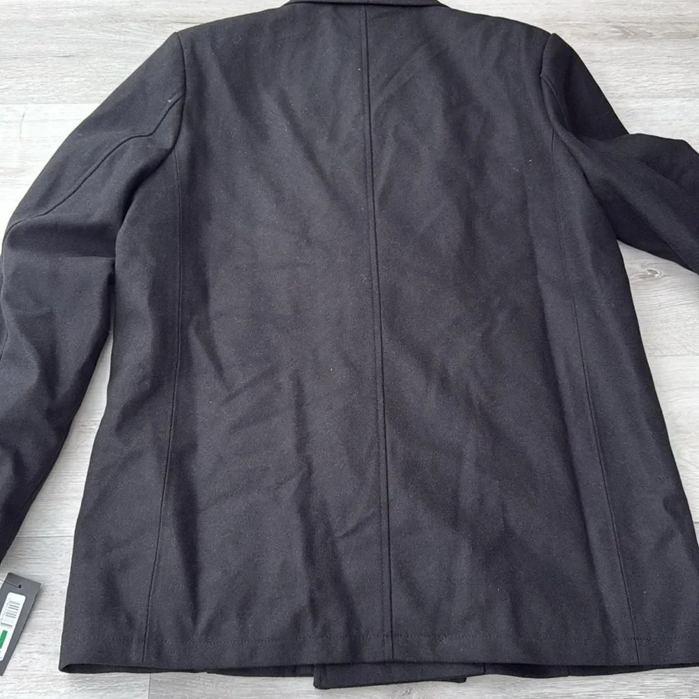 Kenneth Cole Men's Double Breasted Wool Blend Peacoat with Bib size L NWT in pkg